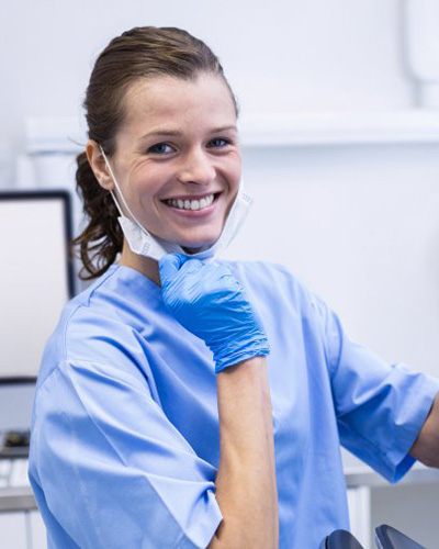 Dental hygienist smiles