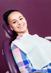 Woman smiling at the dentist